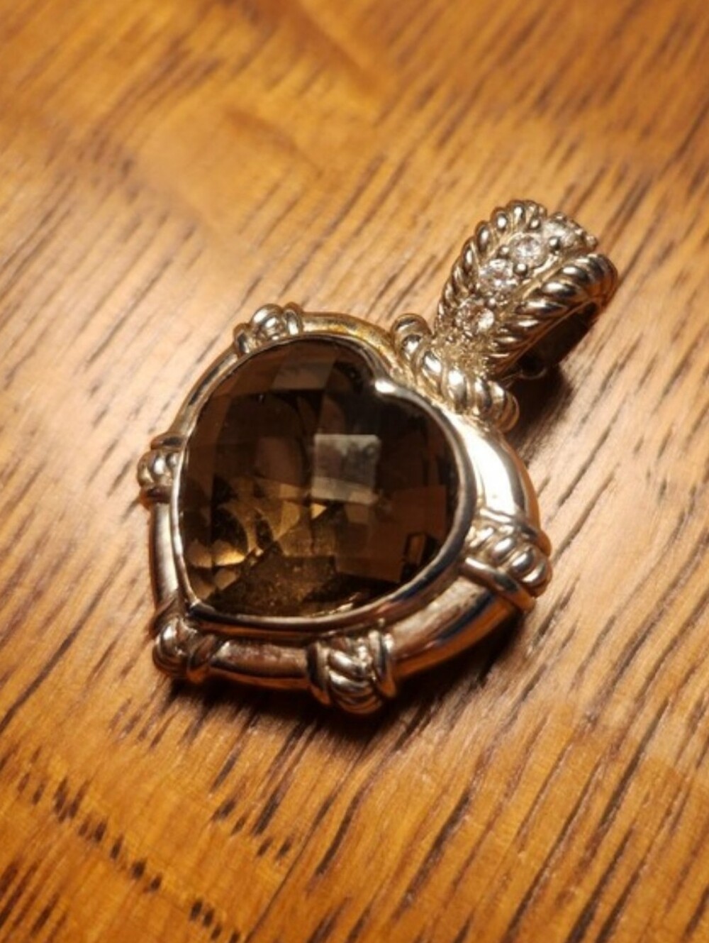 Judith Ripka Sterling Heart-Shaped Smoky Quartz Pendant